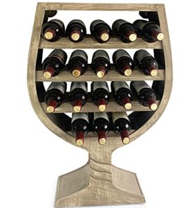 cota global modern wine glass shaped wall mounted wine rack – 18 bottles freestanding wooden wine holder, hanging bottle rack or floor stand, wine storage shelf organizer for wine bar & home décor