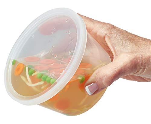 DuraHome Food Storage Containers with Lids 8oz, 16oz, 32oz Freezer Deli Cups Combo Pack, 44 Sets BPA-Free Leakproof Round Clear Takeout Container Meal Prep Microwavable, Airtight Lids (Mixed Sizes)