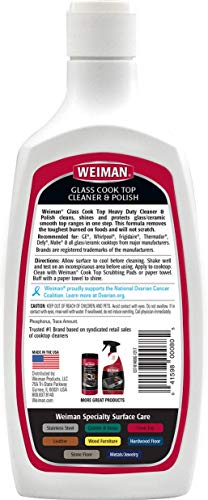 Weiman Non-Abrasive, No Scratch Induction Glass Ceramic Stove Cooktop Heavy Duty Cleaner and Polish, 20 Ounce