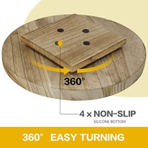 Wood Lazy Susan Turntable Organizer, Table Spinning Spice Rack Organizer for Cabinet, Rustic Wood Rotating Tray, Pantry Cabinet 360 Degree Rotating Storage Tray for Kitchen, Pantry Countertop, Fridge