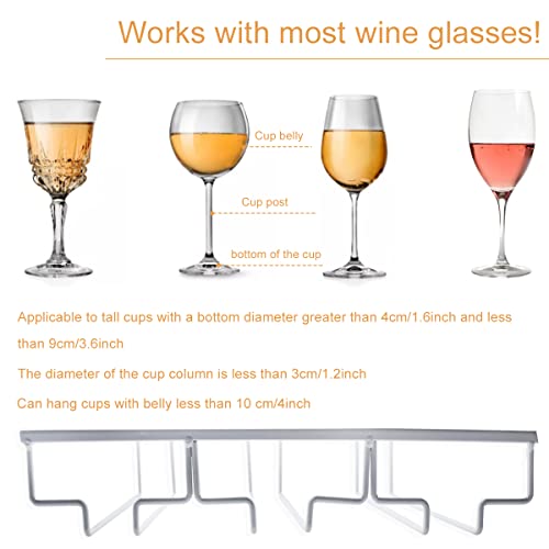 Enenes Wine Glass Holder 1PACK Wine Glasses Rack 3 Rows Iron Wine Glasses Hanger Stemware Rack Under Cabinet Wine Glasses Hanger Storage Hanger for Cabinet Kitchen Bar (White)