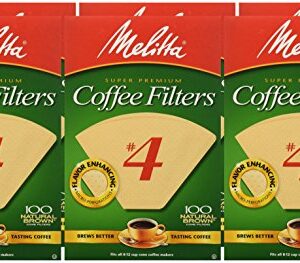 Melitta #4 Cone Coffee Filters, Natural Brown, 100 Count (Pack of 6) 600 Total Filters