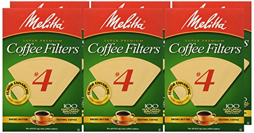 Melitta #4 Cone Coffee Filters, Natural Brown, 100 Count (Pack of 6) 600 Total Filters