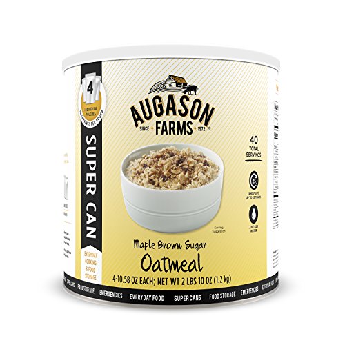 Augason Farms 5-10133 Maple Brown Sugar Oatmeal Super Can Food Storage, 10 Can with 4 Individual Pouches