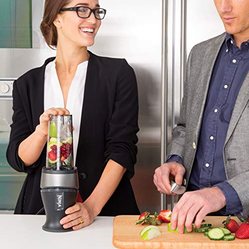 Ninja QB3001SS Ninja Fit Compact Personal Blender, for Shakes, Smoothies, Food Prep, and Frozen Blending, 700-Watt Base and (2) 16-oz. Cups & Spout Lids, Black