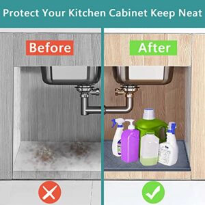 Under Sink Mat Waterproof for Kitchen,Under Sink Liner,34" x 22" Silicone Cabinet Liner with Drain Hole,Kitchen Bathroom Cabinet Mat and Protector for Drips Leaks Spills