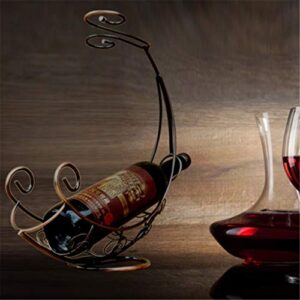 WIONC Retro Wine Bottle Holder Wine Rack Champagne Bottles Stand Glass Cup Holder Display Hanging Drinking Glasses Stemware Rack Shelf