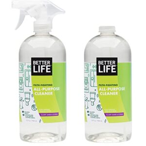 better life all purpose cleaner, multipurpose home and kitchen cleaning spray for glass, countertops, appliances, upholstery & more, multi-surface spray cleaner – 32oz (pack of 2) clary sage & citrus