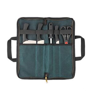 chef’s travel knife case, portable knife roll bag for men and women, waterproof waxed canvas, strong zipper, 5 slots (dark green)