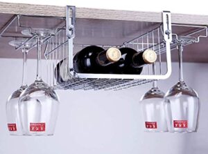 zuqiee household items wine glass holder under shelf wine rack shelf inserts for cupboard stainless steel goblet rack red wine cup holder kitchen cabinet hanging wine rack
