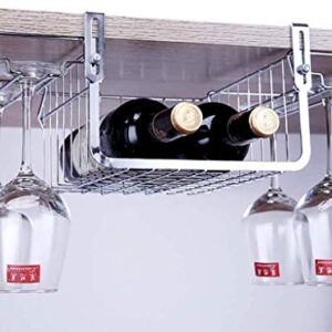 ZUQIEE Household Items Wine Glass Holder Under Shelf Wine Rack Shelf Inserts for Cupboard Stainless Steel Goblet Rack Red Wine Cup Holder Kitchen Cabinet Hanging Wine Rack