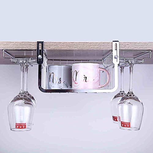ZUQIEE Household Items Wine Glass Holder Under Shelf Wine Rack Shelf Inserts for Cupboard Stainless Steel Goblet Rack Red Wine Cup Holder Kitchen Cabinet Hanging Wine Rack