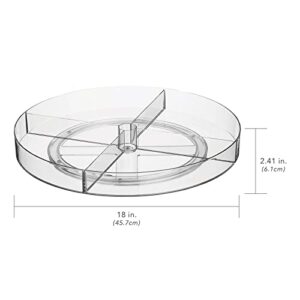 Nate Home by Nate Berkus 18-Inch Divided Turntable Organizer | Large Plastic Lazy Susan, with 4 Compartments for Kitchen Cabinet or Pantry from mDesign - Clear