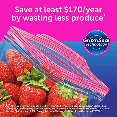 Ziploc Gallon Food Storage Bags, Grip 'n Seal Technology for Easier Grip, Open, and Close, 75 Count, Pack of 2 (150 Total Bags)