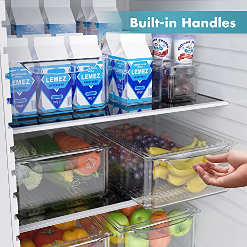 Set Of 7 Fridge Organizer Stackable Refrigerator Organizer Bins with Lids, Fridge Organization and Storage Clear Containers, BPA-Free Plastic Pantry Storage Bins for Fruits, Vegetable, Food, Drinks