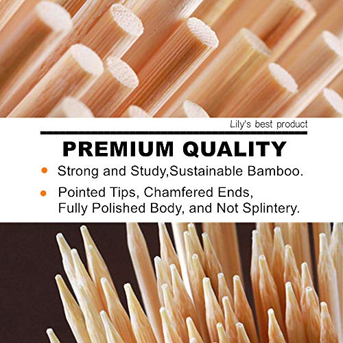 HOPELF 6" Natural Bamboo Skewers for BBQ，Appetiser，Fruit，Cocktail，Kabob，Chocolate Fountain，Grilling，Barbecue，Kitchen，Crafting and Party. Φ=4mm, More Size Choices 8"/10"/12"/14"/16"/30"(100 PCS)