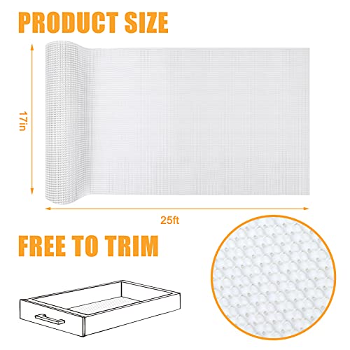 BAKHUK Grip Shelf Liner, 2 Rolls of Non-Adhesive 17 Inch x 25 Feet Cabinet Liner Durable Organization Liners for Kitchen Cabinets Drawers Cupboards Bathroom Storage Shelves (White)
