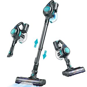 voweek cordless vacuum cleaner, lightweight stick vacuum cleaner with powerful suction, detachable battery, self-standing, 1.3l dust cup, 4 in 1 handheld vacuum for home hard floor carpet pet hair