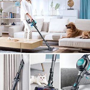 Voweek Cordless Vacuum Cleaner, Lightweight Stick Vacuum Cleaner with Powerful Suction, Detachable Battery, Self-Standing, 1.3L Dust Cup, 4 in 1 Handheld Vacuum for Home Hard Floor Carpet Pet Hair