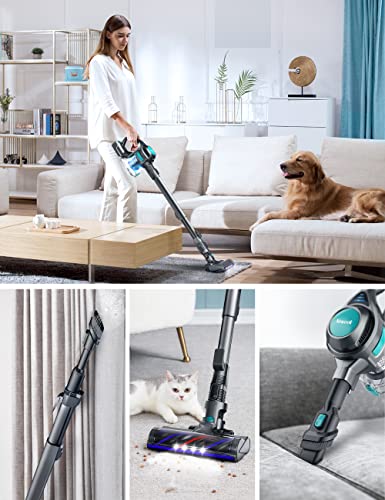 Voweek Cordless Vacuum Cleaner, Lightweight Stick Vacuum Cleaner with Powerful Suction, Detachable Battery, Self-Standing, 1.3L Dust Cup, 4 in 1 Handheld Vacuum for Home Hard Floor Carpet Pet Hair