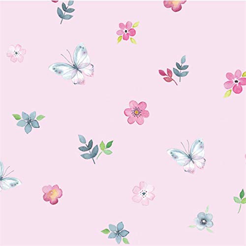 Decorative Pink Floral Butterfly Pattern Contact Paper Self Adhesive Floral Shelf Drawer Liner Cabinets Dresser Furniture Arts and Crafts Vinyl Sticker Wall Paper (17.7x78.7 Inches)