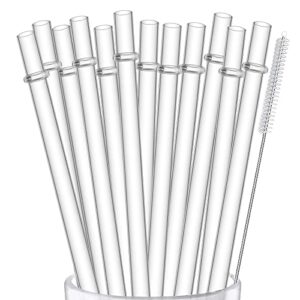 alink 12-pack reusable plastic clear straws, 13 inch extra long tumbler straws for 1 gallon, 64 oz 40 oz 32 oz water bottles, plus cleaning brush