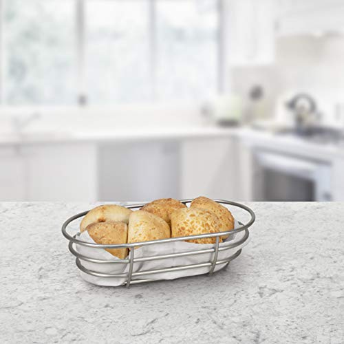 Spectrum Diversified Euro Basket, Classic Kitchen Design for Breads, Roll, Muffin Pastries & Baked Good Storage, Traditional Style Snack & Food Holder for Serving, 7 x 12.5 x 3.5, Satin Nickel