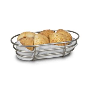 Spectrum Diversified Euro Basket, Classic Kitchen Design for Breads, Roll, Muffin Pastries & Baked Good Storage, Traditional Style Snack & Food Holder for Serving, 7 x 12.5 x 3.5, Satin Nickel