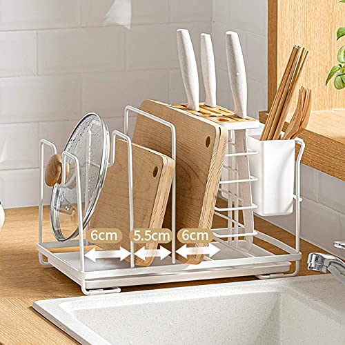 Sifanhao Expandable Pot Rack Organizer Shelf Expandable Cookware Organizer Baking Pan Organizer Kitchen Pot Lid Rack Organizer (White)