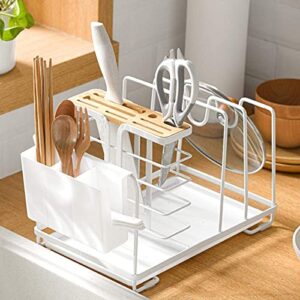 Sifanhao Expandable Pot Rack Organizer Shelf Expandable Cookware Organizer Baking Pan Organizer Kitchen Pot Lid Rack Organizer (White)