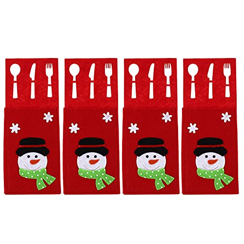 4pcs Christmas Style Cutlery Bags Tableware Storage Bags Cutlery Holding Bags Decor for Celebration Party