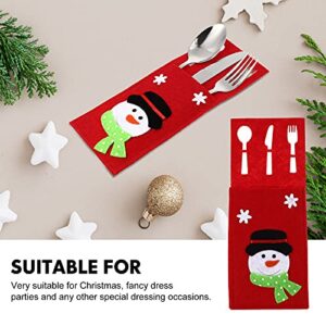 4pcs Christmas Style Cutlery Bags Tableware Storage Bags Cutlery Holding Bags Decor for Celebration Party