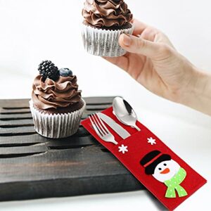 4pcs Christmas Style Cutlery Bags Tableware Storage Bags Cutlery Holding Bags Decor for Celebration Party