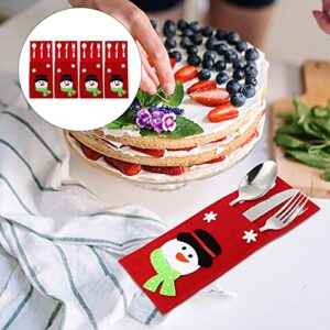 4pcs Christmas Style Cutlery Bags Tableware Storage Bags Cutlery Holding Bags Decor for Celebration Party