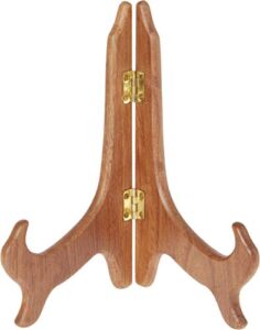 bard’s hinged medium wood plate stand, 7″ h x 6″ w x 4.25″ d (for 7″ – 8.5″ plates)