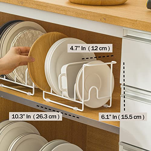 MORNITE Pots Pans Plates Organizer for Cabinet Kitchen, Bakeware Pan Pot Lid Holder Rack, Cutting Boards Pantry Tray Rack Cabinet Holder Dish Rack Black