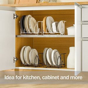 MORNITE Pots Pans Plates Organizer for Cabinet Kitchen, Bakeware Pan Pot Lid Holder Rack, Cutting Boards Pantry Tray Rack Cabinet Holder Dish Rack Black