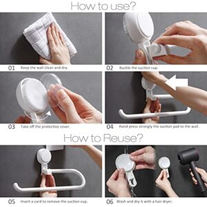 Suction Paper Towel Holder Under Cabinet, Wall Mount for Kithcen Paper Roll, No Drilling Towels Bulks, Removable & Reusable Towel Rack Multi-Used Plastic Paper Towel Holder