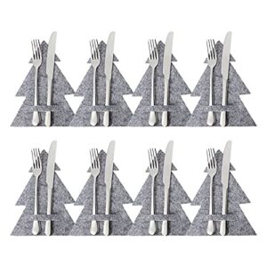 8pcs christmas tree design cutlery bag home tableware cover table decor grey decor for celebration party