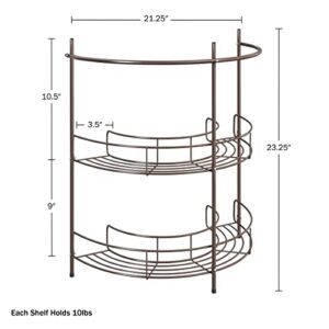 Lavish Home Compact Rack Pedestal Sink Organizer, (L) 21.25” x (W) 11” x (H) 23.25”, Bronze