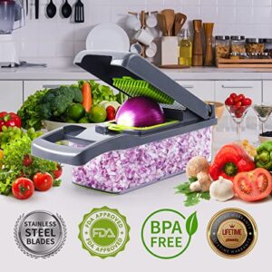 Vegetable Chopper, Pro Onion Chopper, Multifunctional 13 in 1 Food Chopper, Kitchen Vegetable Slicer Dicer Cutter,Veggie Chopper With 8 Blades,Carrot and Garlic Chopper With Container