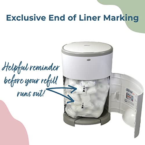 Dekor Classic Hands-Free Diaper Pail | White | Easiest to Use | Just Step – Drop – Done | Doesn’t Absorb Odors | 20 Second Bag Change | Most Economical Refill System