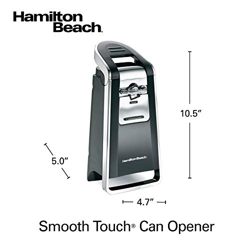 Hamilton Beach (76606ZA) Smooth Touch Electric Automatic Can Opener with Easy Push Down Lever, Opens All Standard-Size and Pop-Top Cans, Extra Tall, Black and Chrome