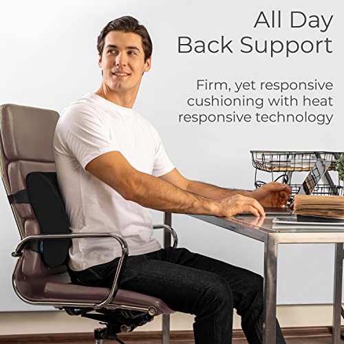 Everlasting Comfort Lumbar Support Pillow for Office Chair Back - Improve Posture While Sitting - Memory Foam Cushion Design for Computer Desk, Car, Gaming, Couch, Recliner