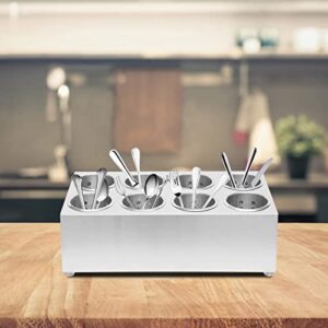 Fetcoi 8 Holes Cylinder Flatware Silverware Utensil Holder Organizer Caddy, Commercial Stainless Steel Countertop Silverware Organizer for Restaurant Hotel Buffet