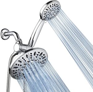 aquadance 7″ premium high pressure 3-way rainfall combo for the best of both worlds – enjoy luxurious rain showerhead and 6-setting hand held shower separately or together – chrome finish – 3328