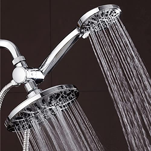 AquaDance 7" Premium High Pressure 3-Way Rainfall Combo for The Best of Both Worlds - Enjoy Luxurious Rain Showerhead and 6-Setting Hand Held Shower Separately or Together - Chrome Finish - 3328