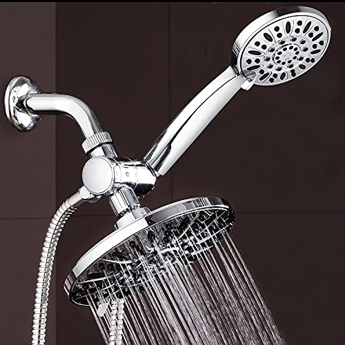 AquaDance 7" Premium High Pressure 3-Way Rainfall Combo for The Best of Both Worlds - Enjoy Luxurious Rain Showerhead and 6-Setting Hand Held Shower Separately or Together - Chrome Finish - 3328