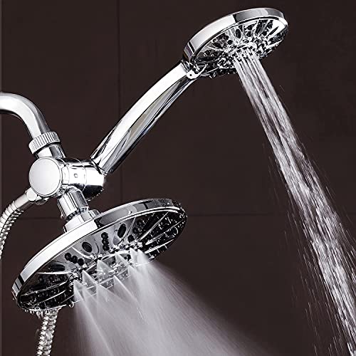 AquaDance 7" Premium High Pressure 3-Way Rainfall Combo for The Best of Both Worlds - Enjoy Luxurious Rain Showerhead and 6-Setting Hand Held Shower Separately or Together - Chrome Finish - 3328