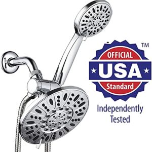 AquaDance 7" Premium High Pressure 3-Way Rainfall Combo for The Best of Both Worlds - Enjoy Luxurious Rain Showerhead and 6-Setting Hand Held Shower Separately or Together - Chrome Finish - 3328